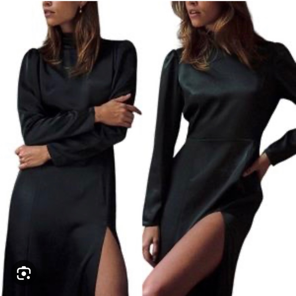 NWT | WILFRED | Baja | dress| long sleeve | black satin | size 8
